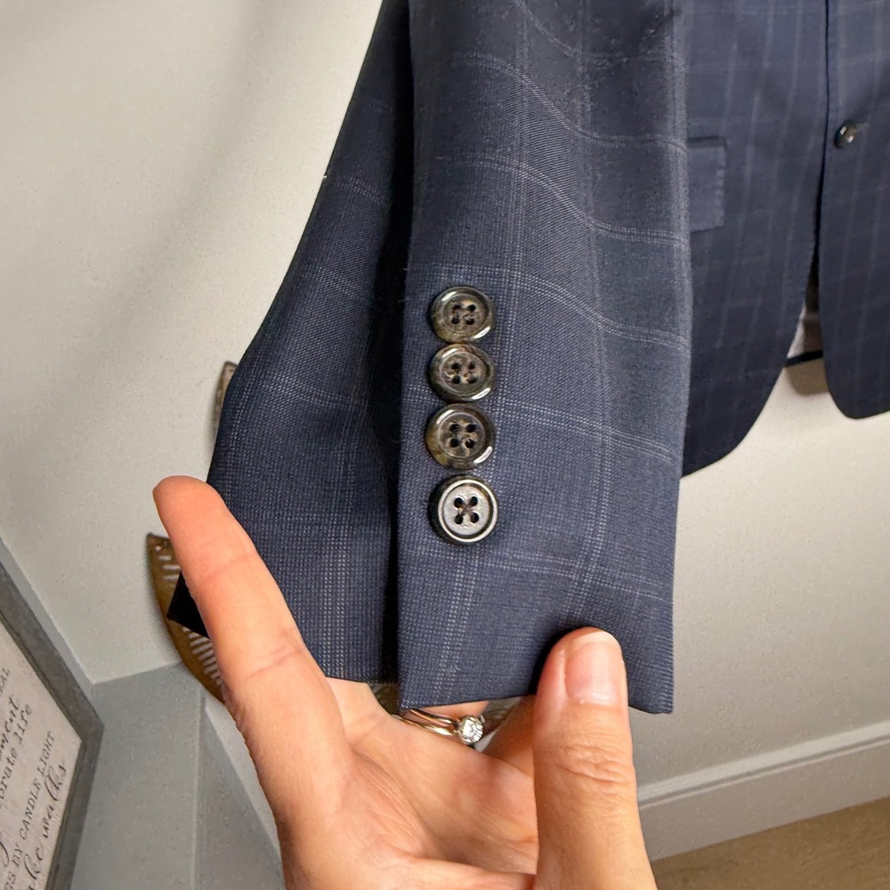 Todd Snyder Mayfair Fit Navy Blue Windowpane Plaid Wool Blazer Sport Coat 38R - Picture 4 of 10